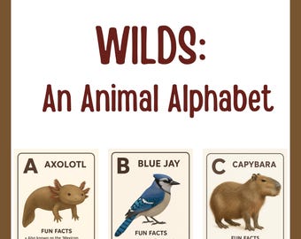 Tier Alphabet Karteikarten, Whimsy Wilds ABC Printable (Digitaler Download)