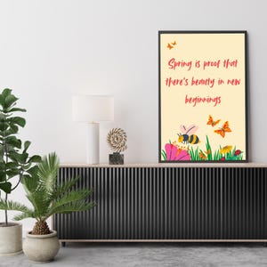 Spring Quote Digital Print, Inspirational Wall Art, New Beginnings Printable, Instant Download Decor