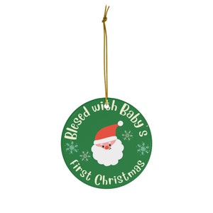 Personalized Christmas Ornament - Blessed with Baby&#39;s First Christmas - Custom Holiday Decoration, Ceramic Ornament Christmas decor, gift