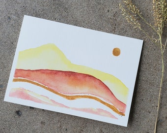 Watercolor Greeting Card Printed on Linen Blend Paper 5" x 7" (Blank Inside)