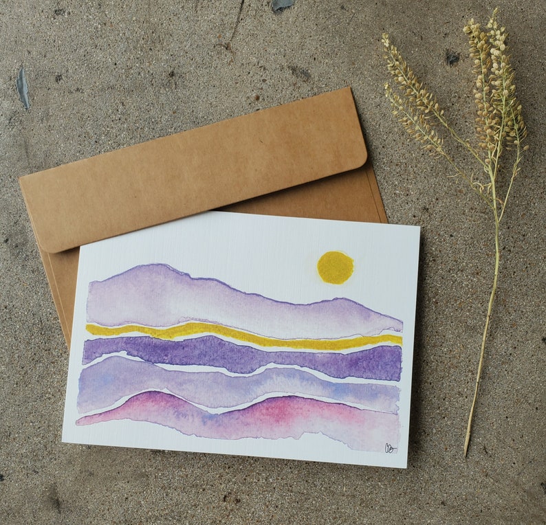 Watercolor Greeting Card Printed on Linen Blend Paper 5 x 7 Blank Inside image 2