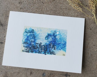 Watercolor Greeting Card Printed on Linen Blend Paper 5" x 7" (Blank Inside)