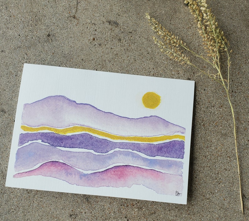 Watercolor Greeting Card Printed on Linen Blend Paper 5 x 7 Blank Inside image 1