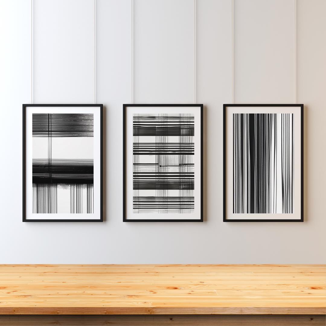Minimalist Black and White Abstract AI Art Print | Modern Geometric ...