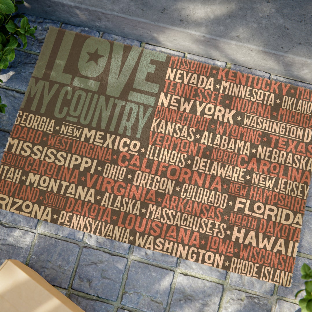 I Love My Country Doormat USA United States of America Etsy