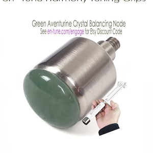 May include: Green aventurine crystal balancing node for en∞Tune Harmony Tuning Grips. The node is attached to a silver metal base. See en-tune.com/engage for Etsy discount code.