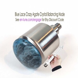 May include: Blue Lace Crazy Agate Crystal Balancing Node for en∞Tune Harmony Tuning Grips. The node is a silver metal cylinder with a blue agate crystal on the end. See en-tune.com/engage for Etsy Discount Code.