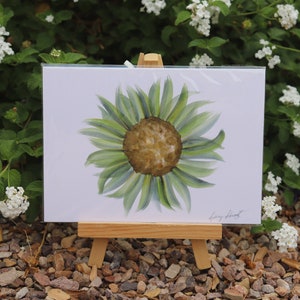 Green Sunflower Print of Original Art (5x7)