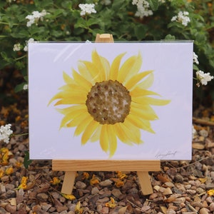 Yellow Sunflower Print of Original Art (5x7)