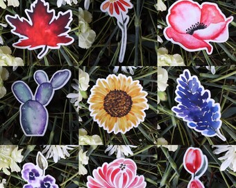 Watercolor Floral Die-Cut Sticker from Original Artwork