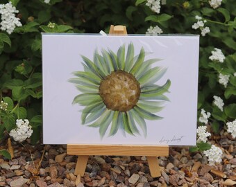 Green Sunflower Print of Original Art (5x7)