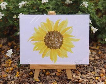 Yellow Sunflower Print of Original Art (5x7)