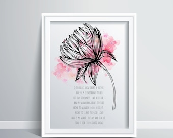 Come Thou Fount of Every Blessing Christian Hymn Wall Art- Digital Print
