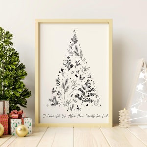 O Come Let Us Adore Him Christ the Lord Christian Christmas Tree Wall Art Christmas Decoration Reformed Theology Hymn Carol DIGITAL PRINT