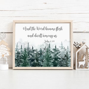 Jesus And The Word Became Flesh Christmas Seasonal Christian Wall Art Digital Print