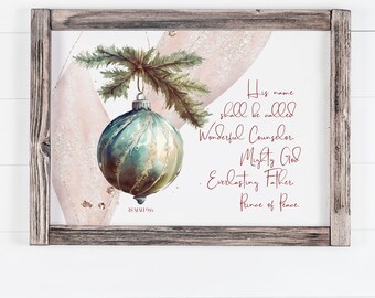 Isaiah 9:6 Jesus is Born Christian Christmas Card Christmas Ornament Decoration Digital Print