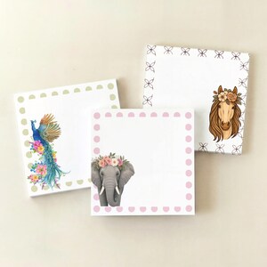 Floral Crown Animal Sticky Note Pads — Decorative Post-it Notes