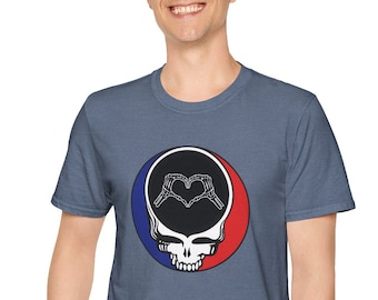 Roba tu cara - Camiseta Love the DEAD / Regalo de Deadhead / Camiseta de Grateful Dead Dad / Camiseta unisex de estilo suave / Propiedad de Deadhead