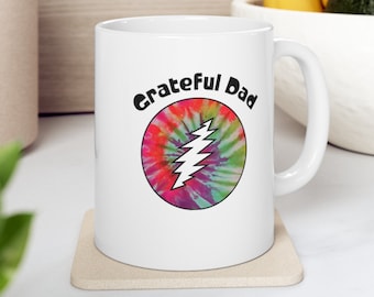 Papá agradecido - Taza de cerámica Deadhead / Regalo del Día del Padre, Regalo de cabeza muerta, Regalo para fanático de Grateful Dead