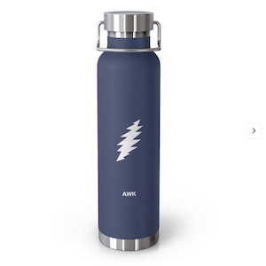 Personalized Monogram Grateful Gift - Deadhead Themed - Deadhead Property - Copper Vacuum Insulated Bottle, 22oz | Gift for Dad