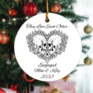 Personalized Deadhead Themed - Engaged Ceramic Christmas Ornament - Roses - They Love Each Other Grateful Dead