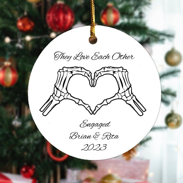 Personalized Deadhead Themed - First Christmas Together Ceramic Ornament - They Love Each Other Grateful Dead