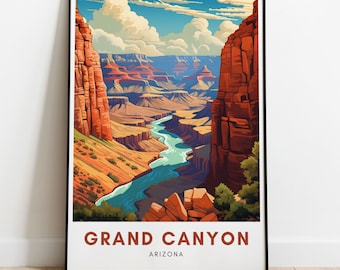 Grand Canyon National Park Travel Print Wall Art Gift Home Decor Arizona United States Art Lovers Poster Modern Art Vibrant Illustration