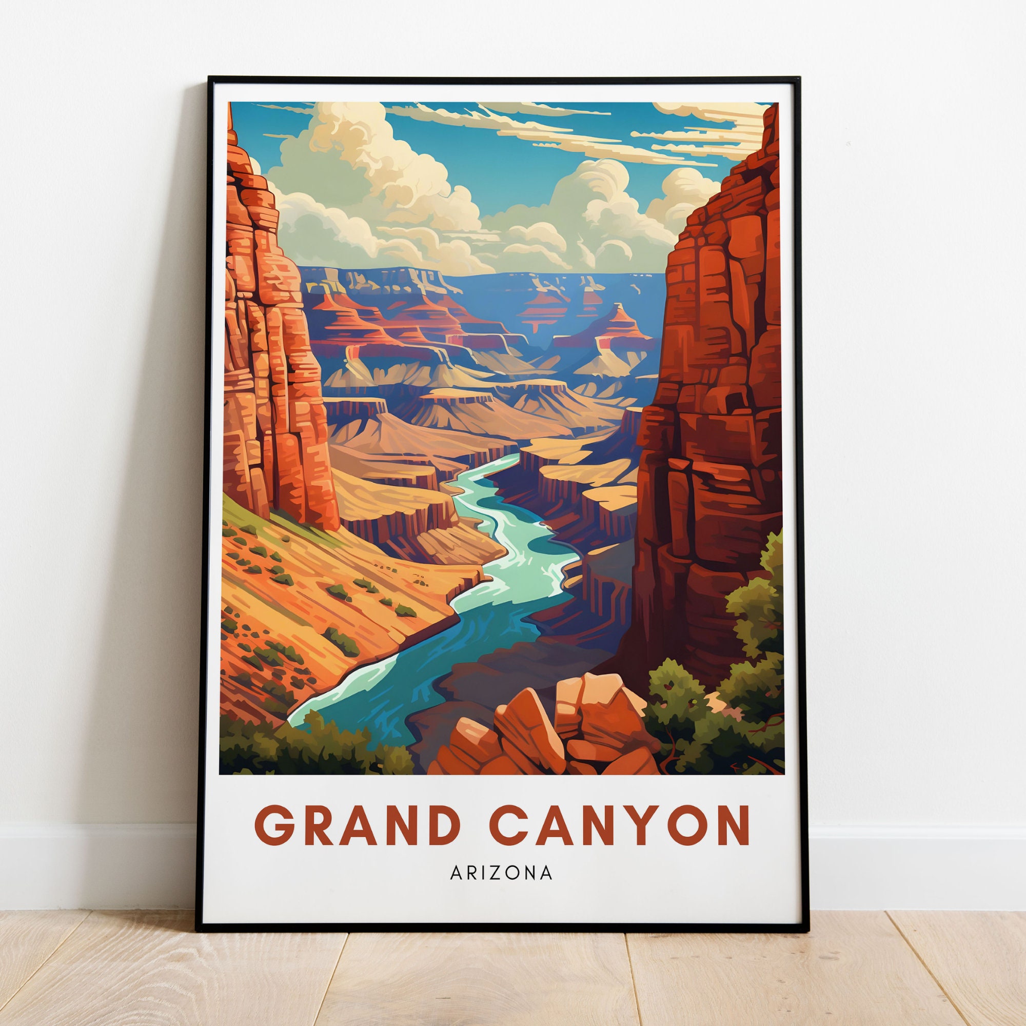 Grand Canyon National Park Travel Print Wall Art Gift Home Decor Arizona United States Art Lovers Poster Modern Art Vibrant Illustration