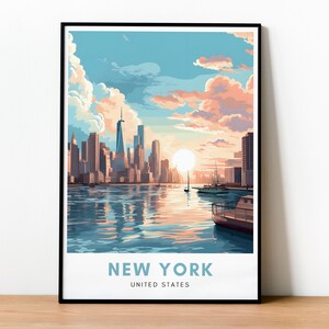 New York Travel Poster United States Travel Prints Decor Modern Wall Art Vibrant Illustration Wall Art Home Decor Digital Download