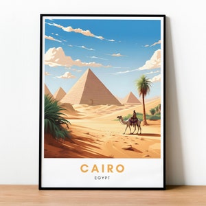Kairo Reise Poster Wand Kunst Kairo Pyramiden von Gizeh Ägypten Dekoration Geschenk Kunst Liebhaber Reise Druck Moderne Kunst Lebendige Illustration