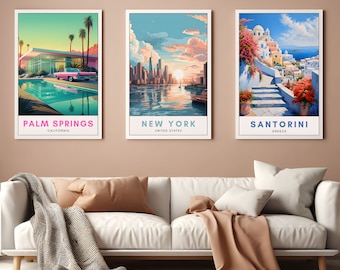 Set of 3 Custom Personalized City Prints Any Three Locations Wall Art Home Decor Personalized City Prints Wall Prints Travel Lovers Gift