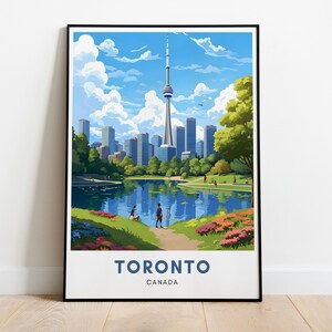 Cartel de viaje de Toronto Torre de Canadá Impresión de viaje Decoración Arte de pared moderno Ilustración vibrante Amantes del arte de pared Decoración del hogar canadiense retro