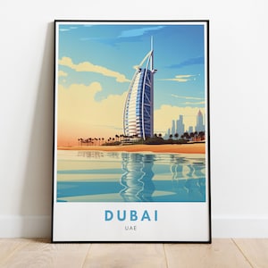 Dubai Travel Print United Arab Emirates Wall Art Home Decor Dubai UAE Wall Art Travel Poster Modern Art Vibrant Illustration Burj Al Arab