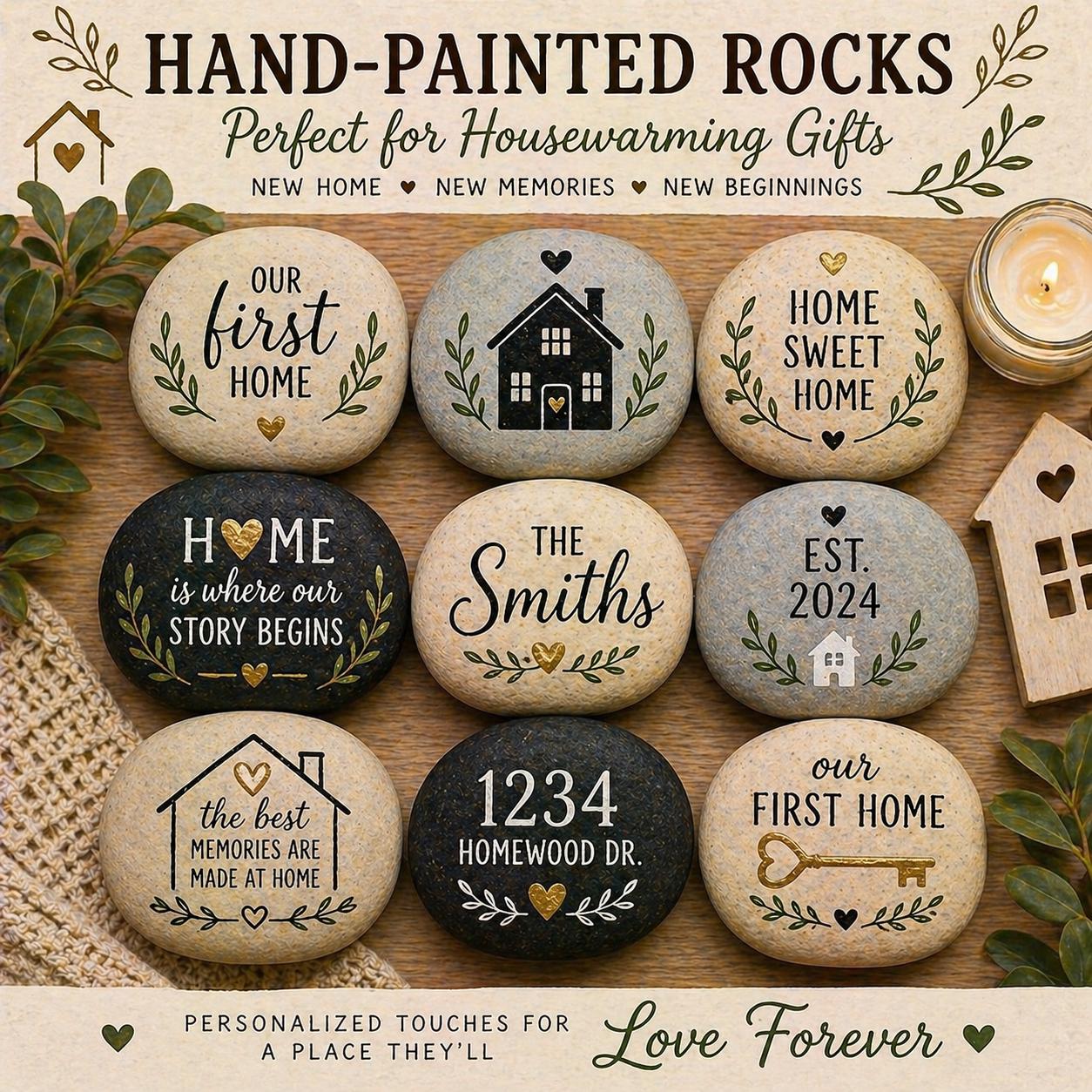 Custom Housewarming Painted Rock | Personalized New Home Gift | Family ...