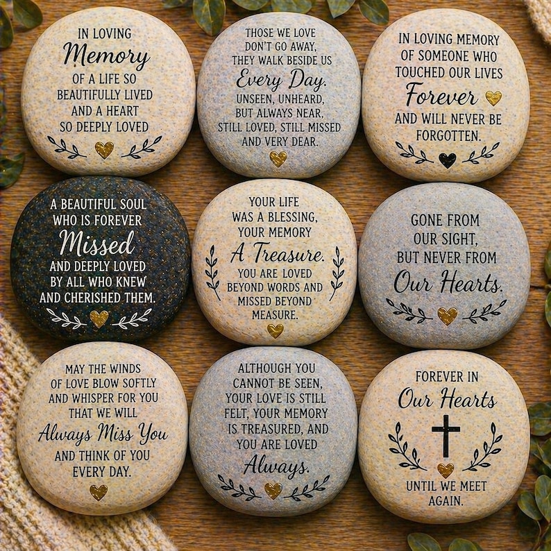 Custom Memorial Painted Rock | Personalized Sympathy Gift | in Loving ...