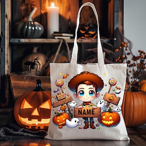Personalized Cartoon Characters, Halloween Tote, Trick or Treat Bag, Farmers Market Bag, Tote Bag, Treat Bag, Halloween