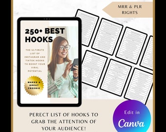 250 Irresistible Hooks for Instagram Reels & TikTok Videos, with Master Resell Rights, Perfect Digital Freebie, Lead Magnet, MRR, PLR