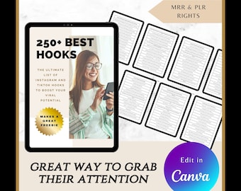 250 Irresistible Hooks for Instagram Reels & TikTok Videos, with Master Resell Rights, Perfect Digital Freebie, Lead Magnet, MRR, PLR