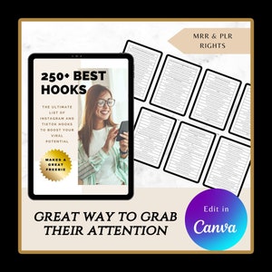 250 Irresistible Hooks for Instagram Reels & TikTok Videos, with Master Resell Rights, Perfect Digital Freebie, Lead Magnet, MRR, PLR