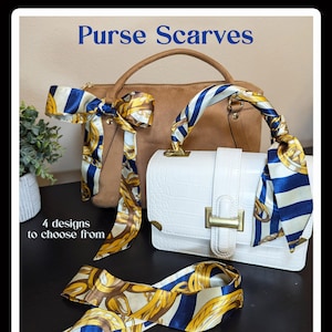 Blue Purse Scarf for Purse Handles - 4 Blue Designs to Choose From - Purse Accessories - Use for Purse, Neck or Hair Scarf - Gift for Her