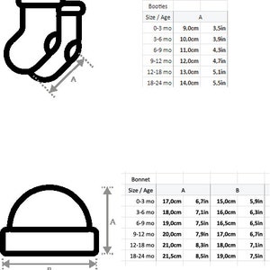 Ropa de punto para recién nacidos de 0 a 3 meses / Juego de 2 / Gorro blanco roto Calcetines / Traje para niñas / Traje de niño / Regalo para recién nacidos imagen 10