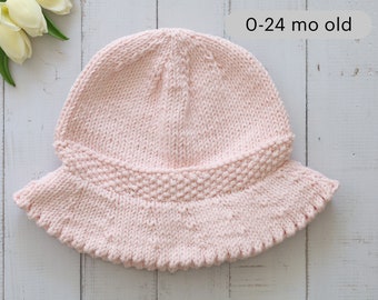 Handmade Sun Hat Knit for Children | Light Pink Summer Outfit for Baby Girls | Gift For Children | Cotton Summer Hat for Baby Girls