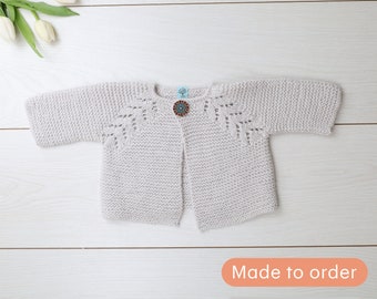 Handmade Baby Cardigan Knit | Chalk White Outfit for Baby Girls | Outfit for Baby Boys | Gift For Newborns