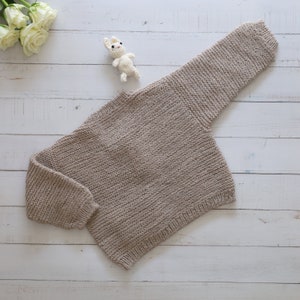 Sweater, Handknit for Children Beige Outfit for Baby Girls Outfit for Baby Boys Gift For Newborns Easter Sweater Bunny Jumper image 9