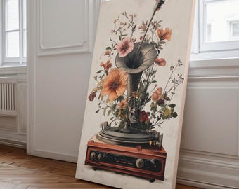 Retro Plattenspieler Kunst, Vintage Musik Wandbild (Digitaler Download)