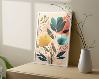Abstract Botanical Print, Matisse-Inspired Floral Wall Art (Digital Download)