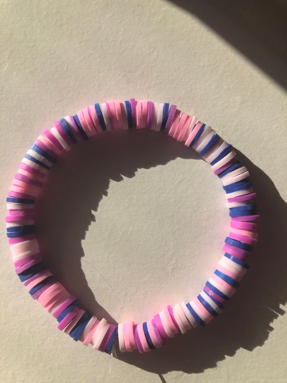 Berry Themed Clay Beaded Bracelet with Pink, Blue, and Purple Clay Beads