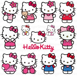 Hello Kitty SVG Bundle, Kawaii Kitty SVG Bundle, Cute Cat SVG, PNG, DXF, EPS