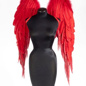 Down turned Red Feather Angel Wings - Victoria&#39;s Secret Inspired Handmade Custom Couture