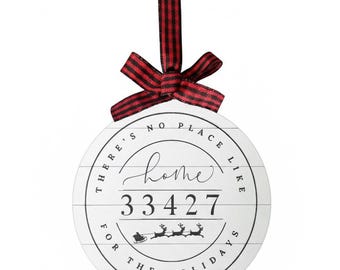 ZIP Code Christmas Ornament Personalized - Wood Laser Engraved
